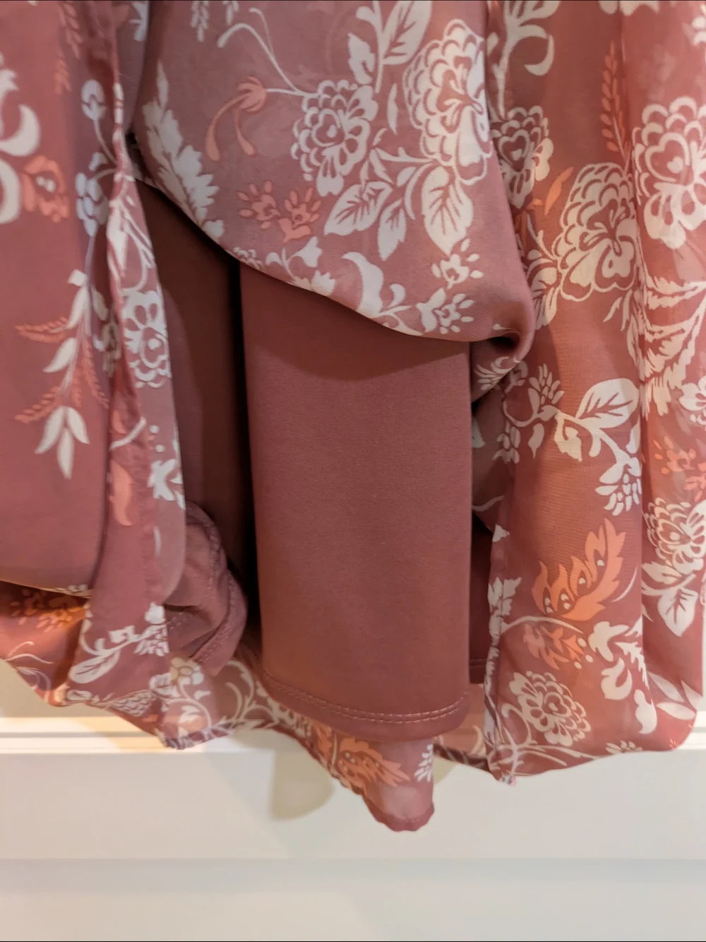 Women's Dusty Rose Floral Cold-Shoulder Dress - Picture 6 of 11